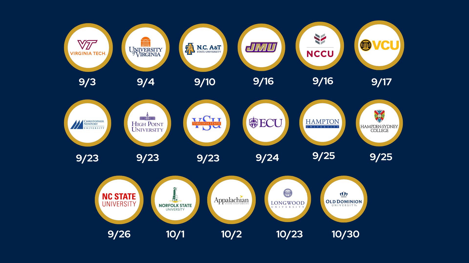 Schedule of Fall Career Fairs for 2025